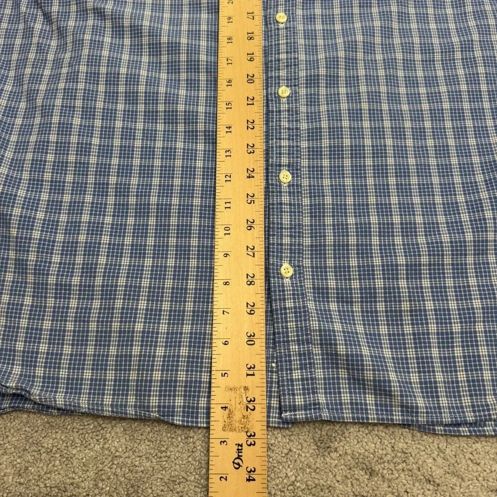 J.Crew Cotton Button Down Shirt Men XL Tall Blue Plaid Long Sleeve Cotton Casual